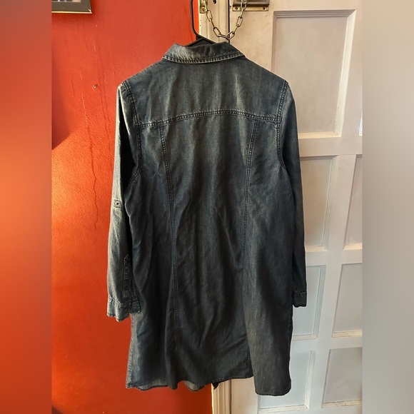 Lane Bryant Plus Size Tunic Shirt Denim Dress Rolltab Sleeves Pockets - Picture 9 of 13